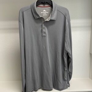 Tommy Bahama Polo Shirt Men’s XL Long Sleeve Lightweight Soft Gray Casual Sporty